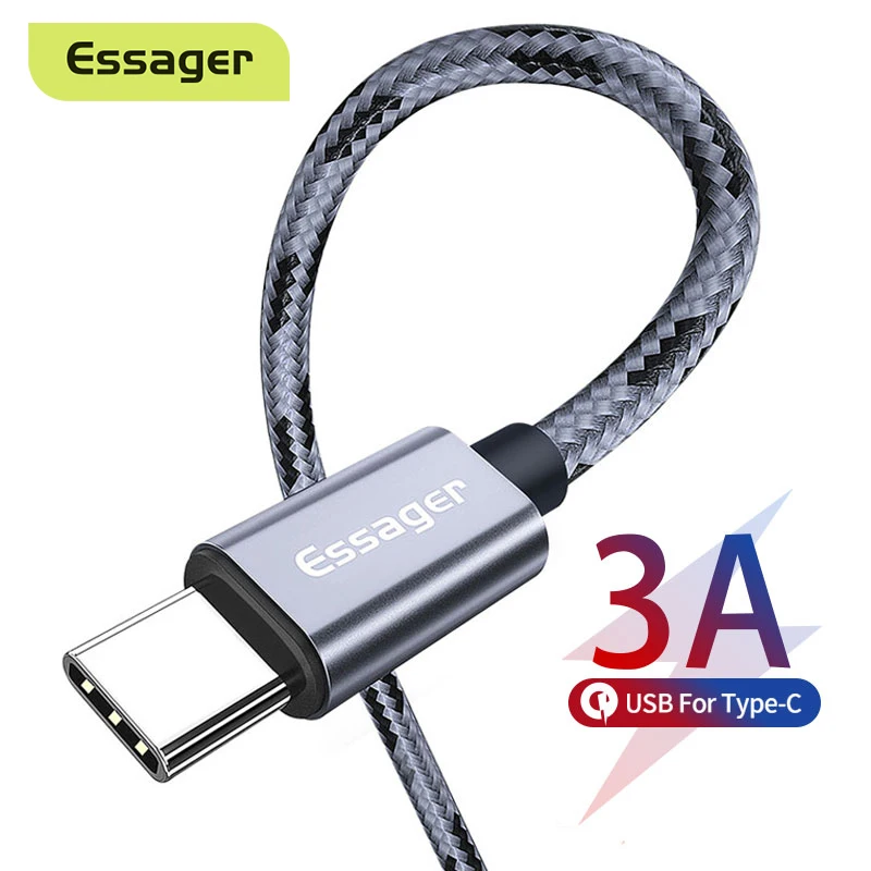 Кабель USB Type C Essager 3A для быстрой зарядки 3 м USBC кабель Type-C Xiaomi K20 Samsung S10 Oneplus 7 Pro