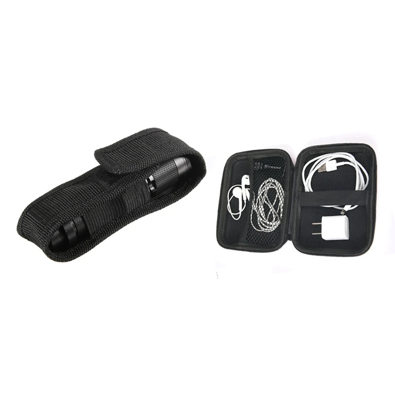 

2Pcs 13Cm Black Nylon Holster Holder Belt Pouch Case Bag With Earphone Bag Earphone Storage Bag