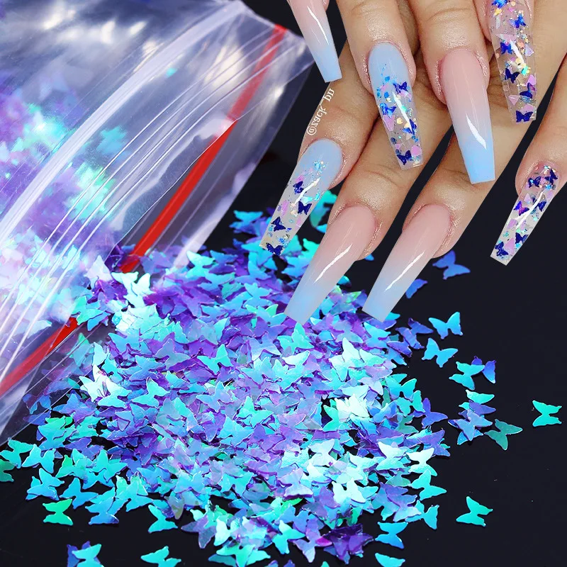 

Mirror Sparkly Butterfly Nail Sequins Paillette Mixed Colors Nails Holographics Glitter 3D Flakes Slices Spangle Art Accessories