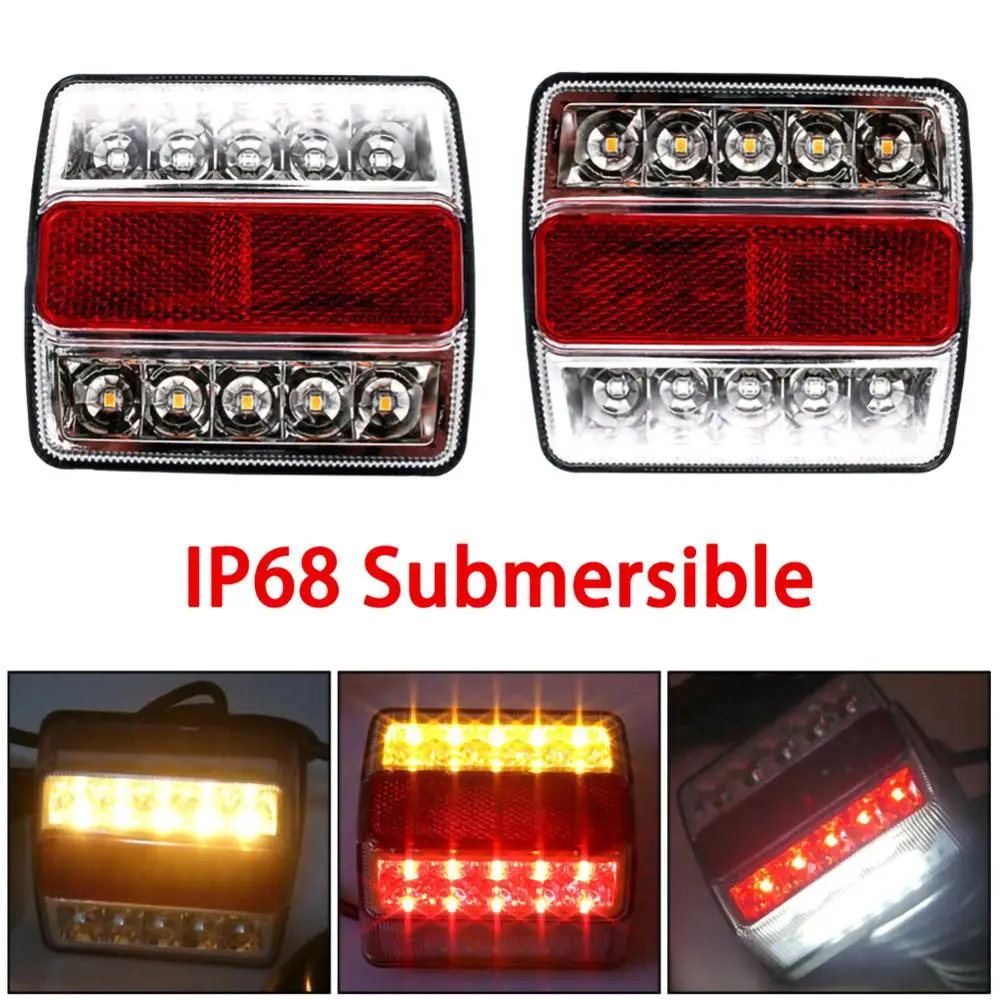 

2Pcs Rear LED Submersible Trailer Tail Lights Kit Boat Marker Truck Waterproof Universal 12V 15 LED campers Trailer Taillights