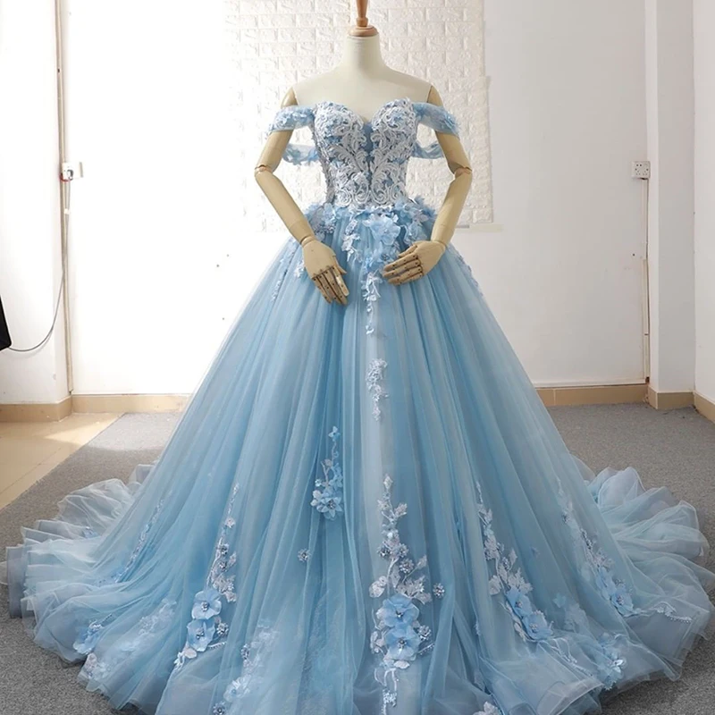 

Реальные изображения, свадебное платье принцессы с открытыми плечами, Кружевная аппликация, индивидуальное женское свадебное платье, свад...