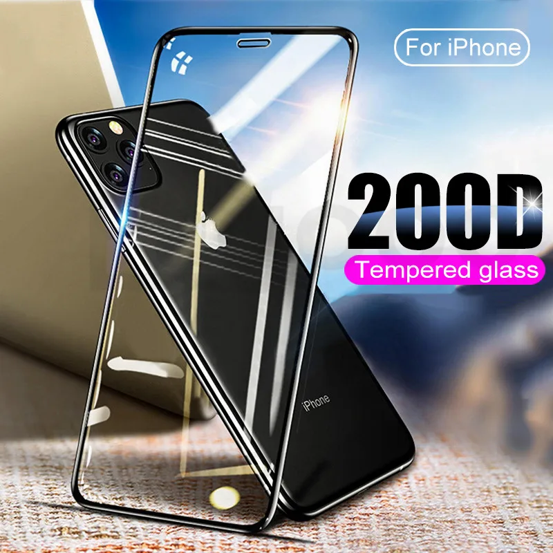 200D изогнутое закаленное стекло с полным покрытием для iphone 6 6S 7 8 Plus SE X XR защитное