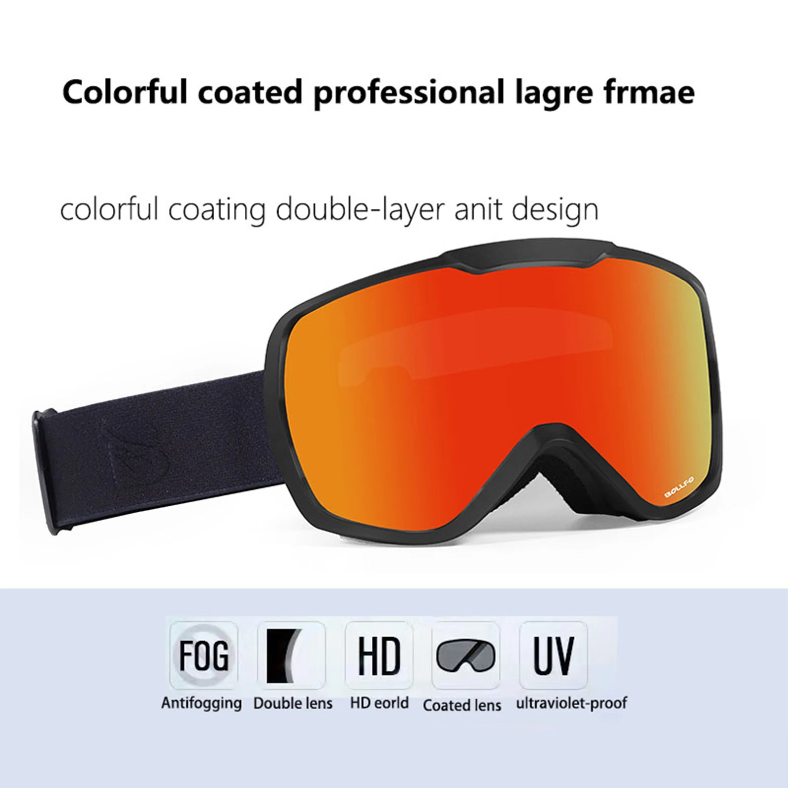

Ski Goggles Glasses Protection Big Mask Eyewear Double Layer Large Cylinder TPU Lens PC Windproof Lightweight Blinkers