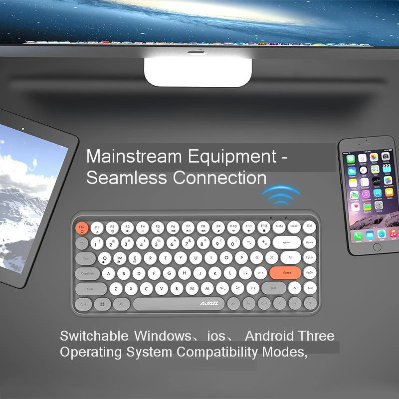 JellyComb Bluetooth клавиатура ретро круглая Keycap пластиковая панель красочная граница