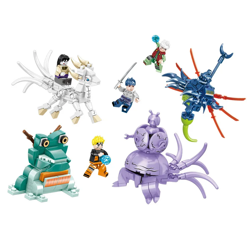

4 Set of Naruto Jiraiya Tail Monster Small Particles Assembled Building Blocks Toy Action Figure Doll Boxed Children Puzzle Gift