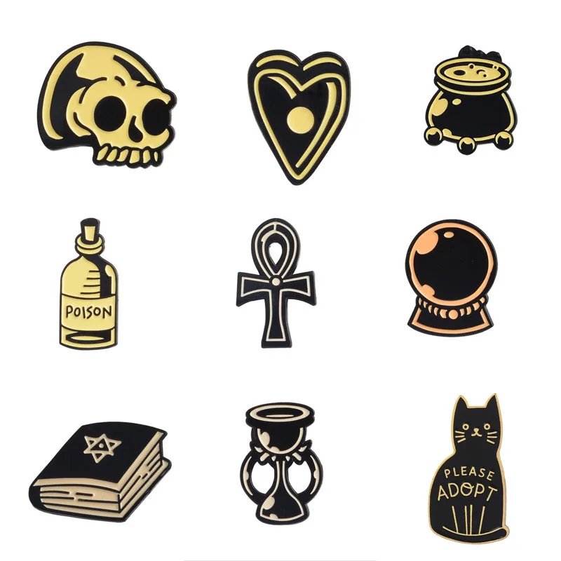 Punk Dark Brooch Collection Enamel Pins Witch Magic Button Metal Badge Halloween Gift Jewelry | Украшения и аксессуары