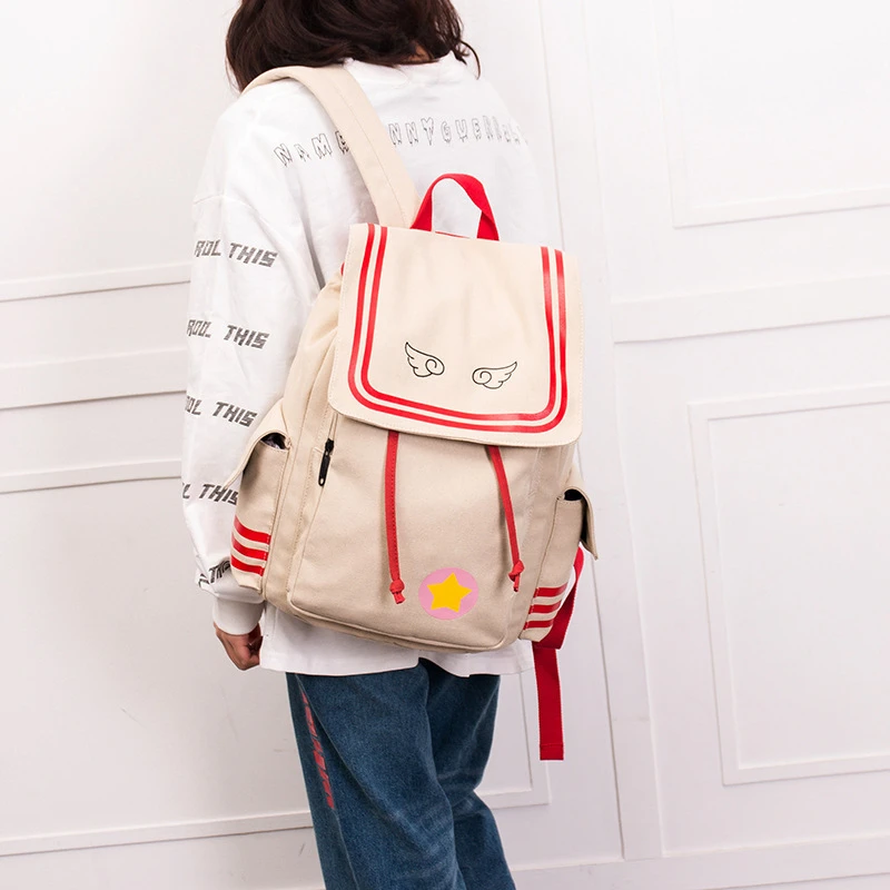 Холщовый школьный ранец с милым мультяшным рисунком сакуры портфель для книг