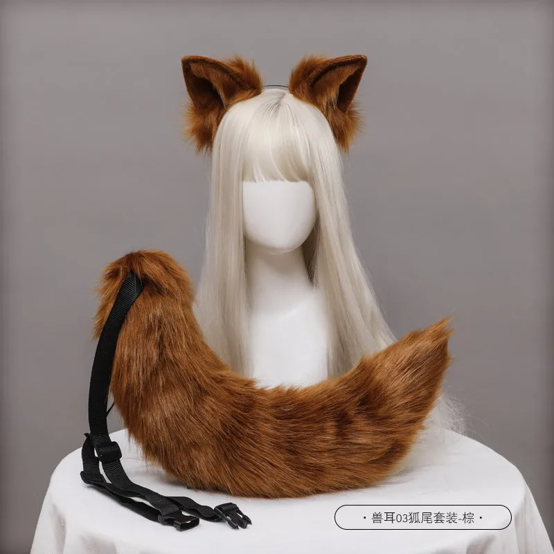 Женский сексуальный костюм с лисьим кошачьим хвостом для девушек, заколка для волос с аниме ушками, плюшевая Лолита, искусственная Лолита
