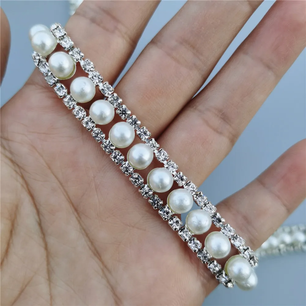 30 см жемчужная Хрустальная цепочка Стразы отделочная лента металлическая для