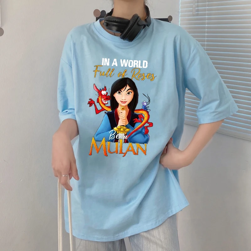 Женская уличная футболка Disney с коротким рукавом топ муланом в стиле Харадзюку