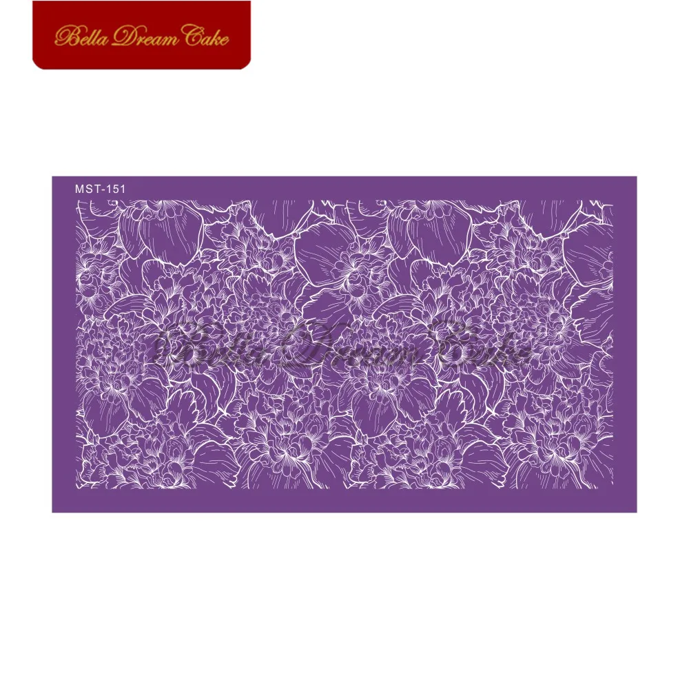 Цветущий пион цветок раньше трафареты для помадки торта шаблон свадебной ткани