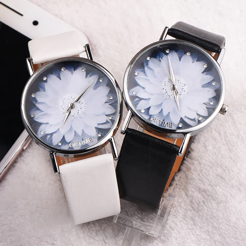 

luxury ladies watch Flower casual bracelet Watches Womens Men Fashion Leather Analog Quartz WristWatches Creative Wrist Watch