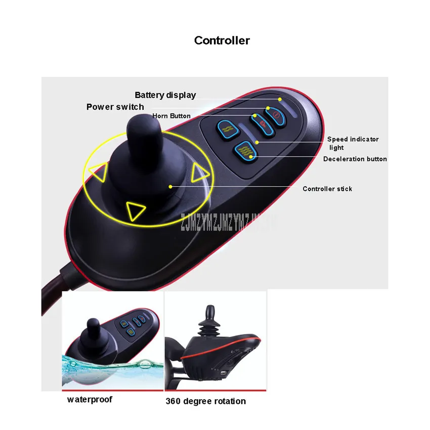 Электрическая инвалидная коляска 500 Вт с каркасом из углеродистой стали для
