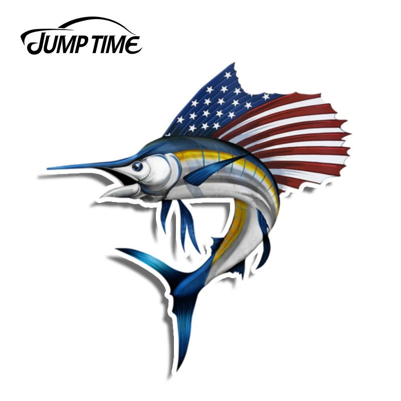 

Время прыжков 13 см х 13 см парусник США американский флаг наклейка Парусная рыба виниловая наклейка стайлинга автомобилей Графический Декор...