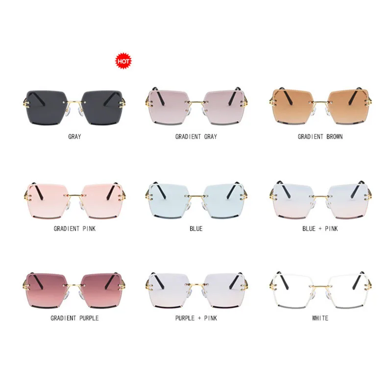 

RBRARE Rimless Sunglasses Women Luxury Brand Designer Sunglasses for Women Square Gradient Sunglasses Women Metal Gafas De Mujer