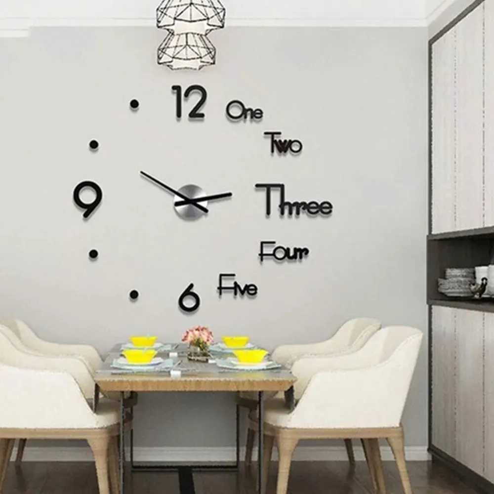 New Clock Watch Large Wall Clocks 3D DIY Acrylic Mirror Mechanism Stickers Home Living Room Decoration Quartz Needle | Дом и сад