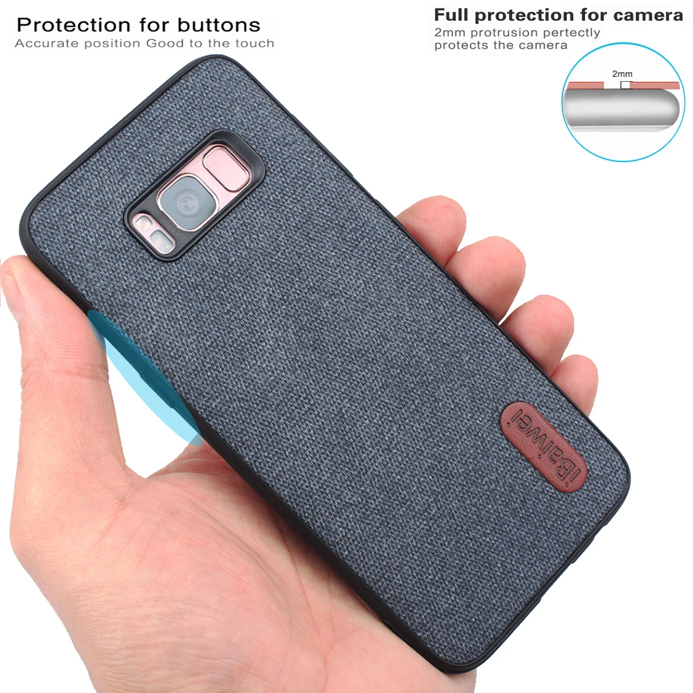 Phone Case For Samsung Calaxy S8 Cloth Texture Back Cover Fabric Ultrathin Silicone Protective Shockproof Coque |