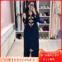 women dress long 2021 new fashion printed long sleeves hooded zipper casual robe femme vestiods daily muslim female maxi dress