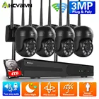 3MP для видеонаблюдения Купольная Camera Kit Wifi 4CH NVR Set Outdoor Color Night Vision PTZ IP Camera система видеонаблюдения 2MP HD