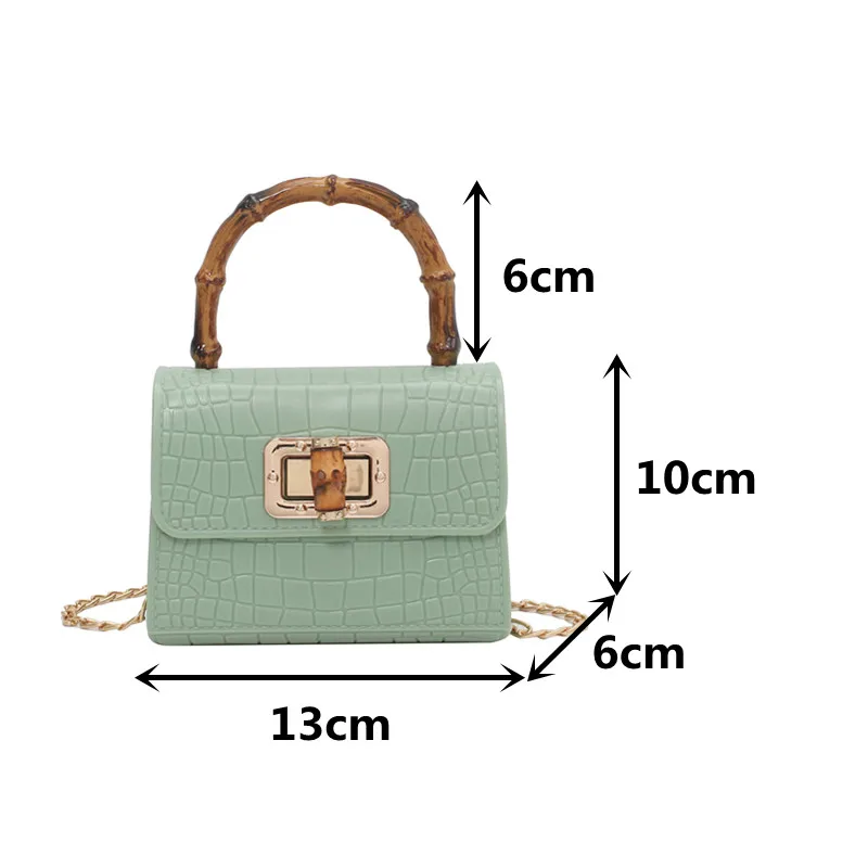 

Crocodile Pattern Handbag Luxury Women Wooden Handle Tote Bags Chian Crossbody Bag Female Mini Small Flap Leather Shoulder Bag
