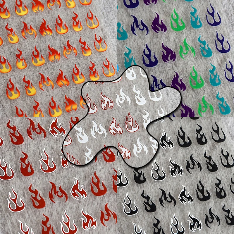 2021 черные/красные/желтые пламени 5D наклейки для ногтей Переводные картинки 6