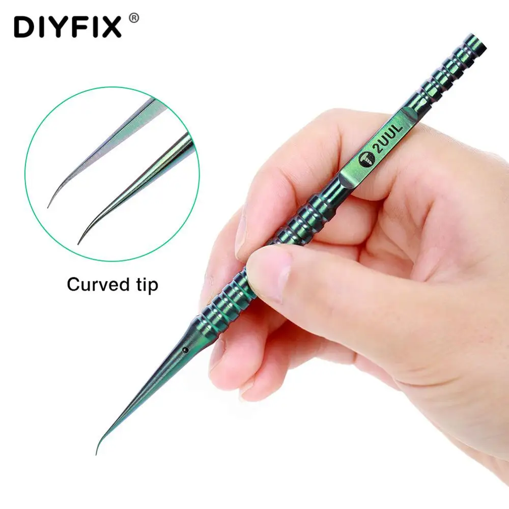 Пинцет DIYFIX 2UUL изогнутый прямой из титанового сплава для прецизионной