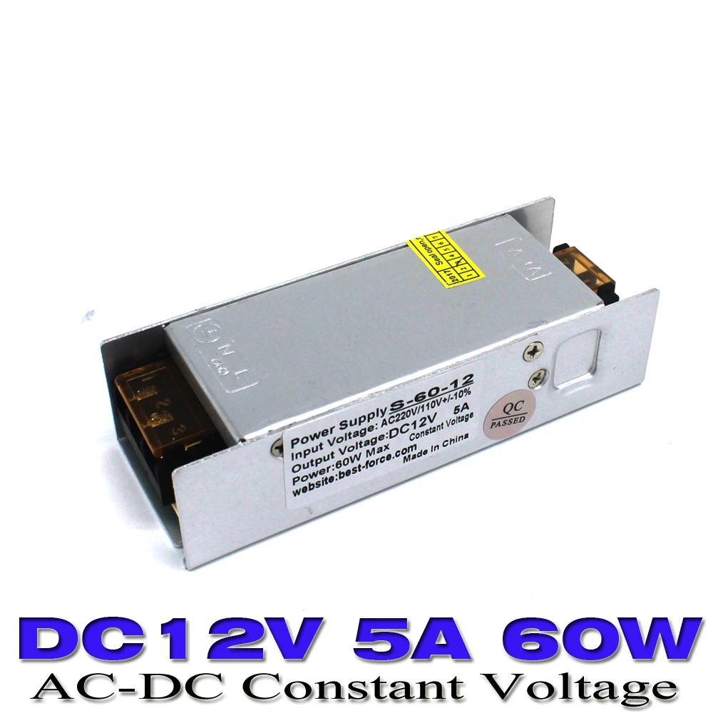 Источник питания DC 12V 5A 60W Светодиодный драйвер Переключение трансформаторов 100