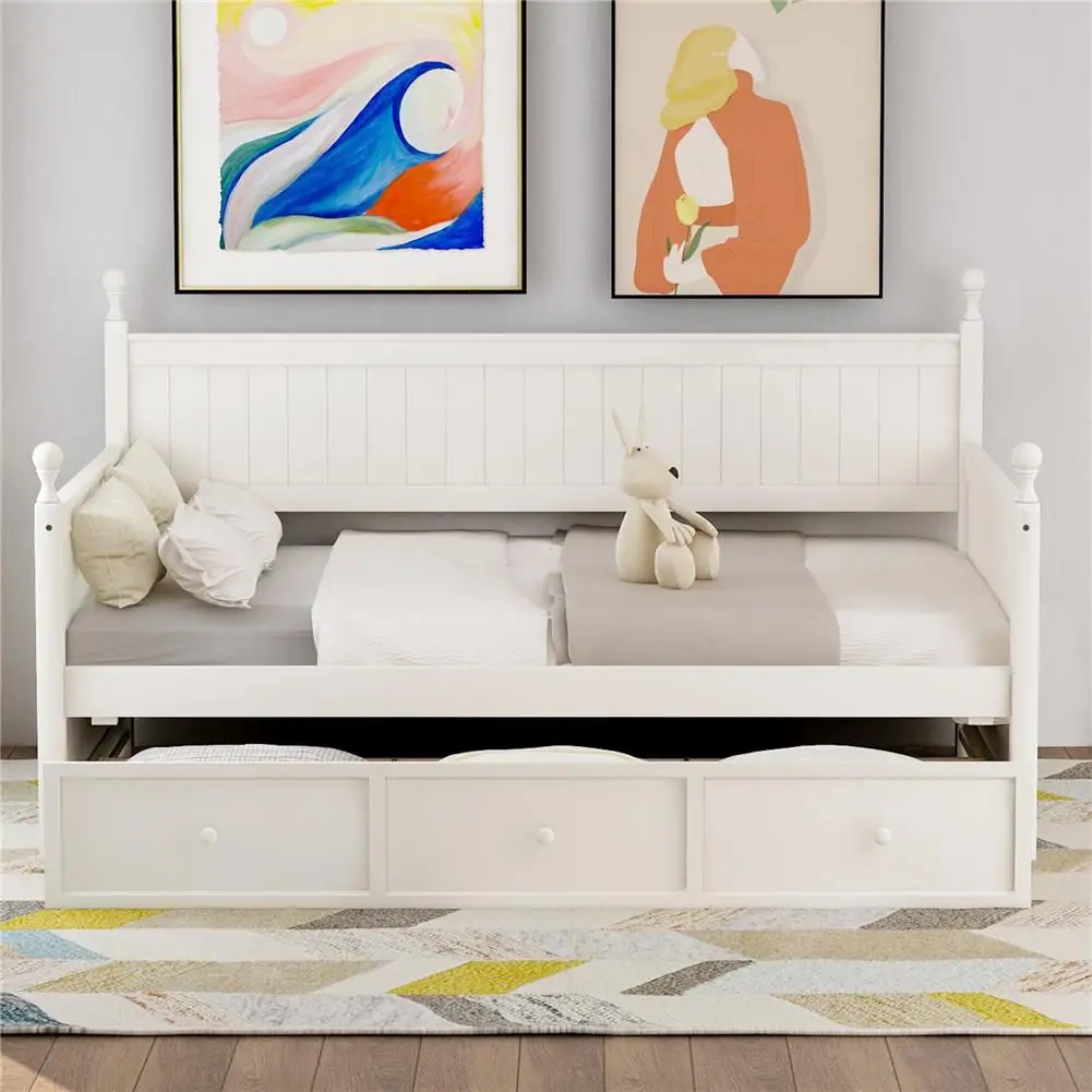 

Деревянный двуспальный диван-кровать с тремя ящиками может храниться для семейной гостиной и мебели спальни