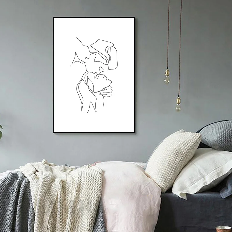 Абстрактная Дамская линия фигура картина домашний декор скандинавский Картина