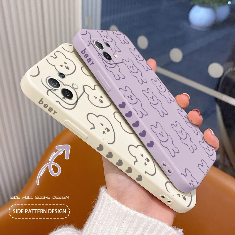 Obedient Bear Case For Xiaomi Mi 11 10T 10T Pro 10 S lite Ultra 9T 9 8 Note 10 Pro Poco F3 F2pro X2 Liquid Silicone Cover