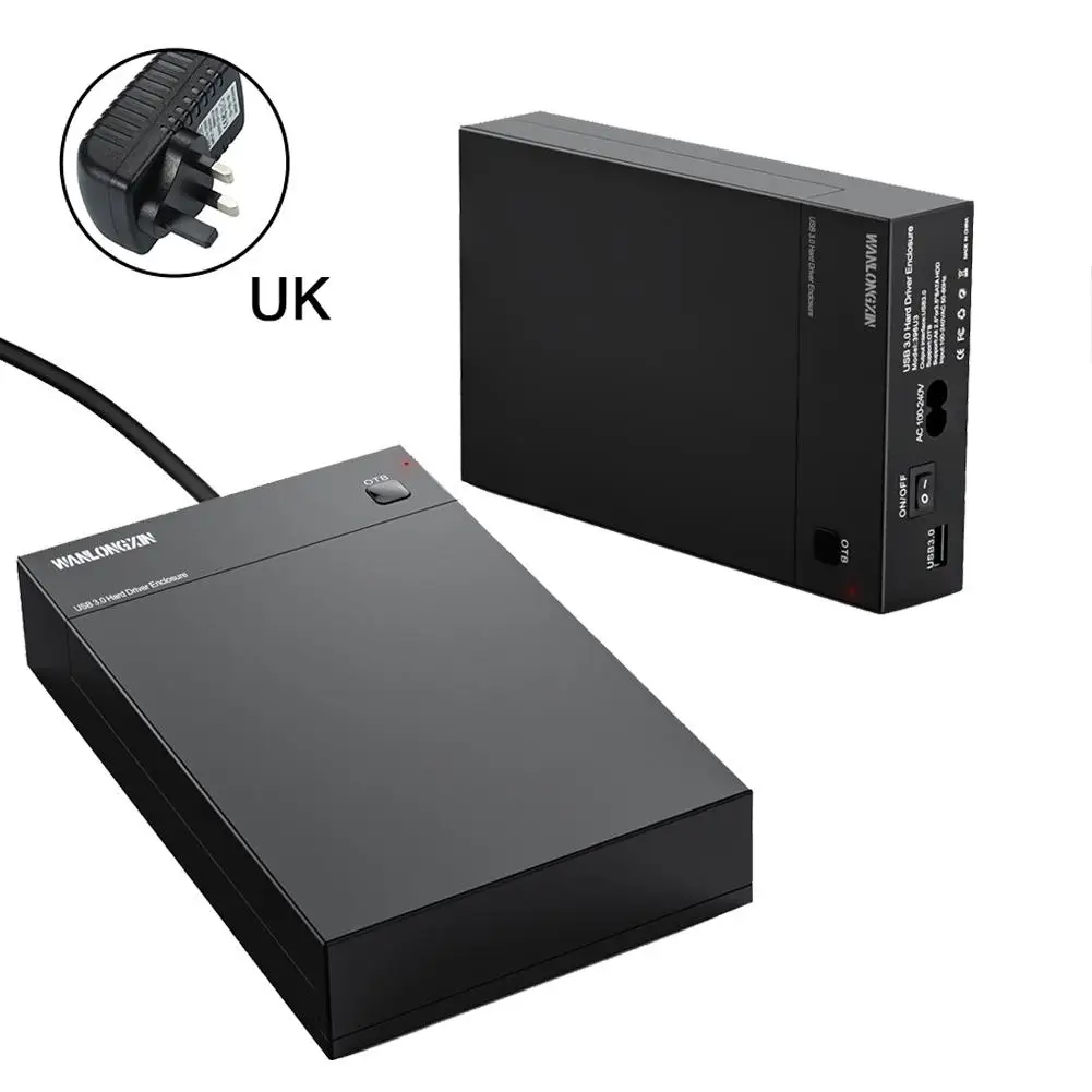 USB 3,0 2," 3,5" SATA жесткий диск Внешний корпус SSD HDD чехол для диска поддержка UASP 8 ТБ диски OTB One Touch Резервное копирование - Цвет: UK Plug