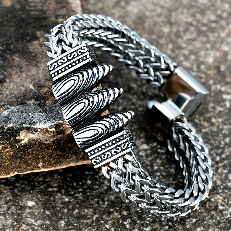 Мужской браслет из нержавеющей стали с гравировкой в виде Рун стиле хип-хоп тремя