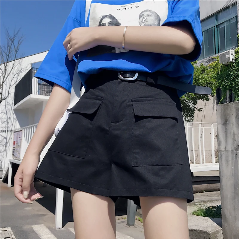 

INS Workwear Shorts Women's Summer Loose Korean Style Student CEC Wide Leg Versatile Hong Kong Style Five Points Straight Sports