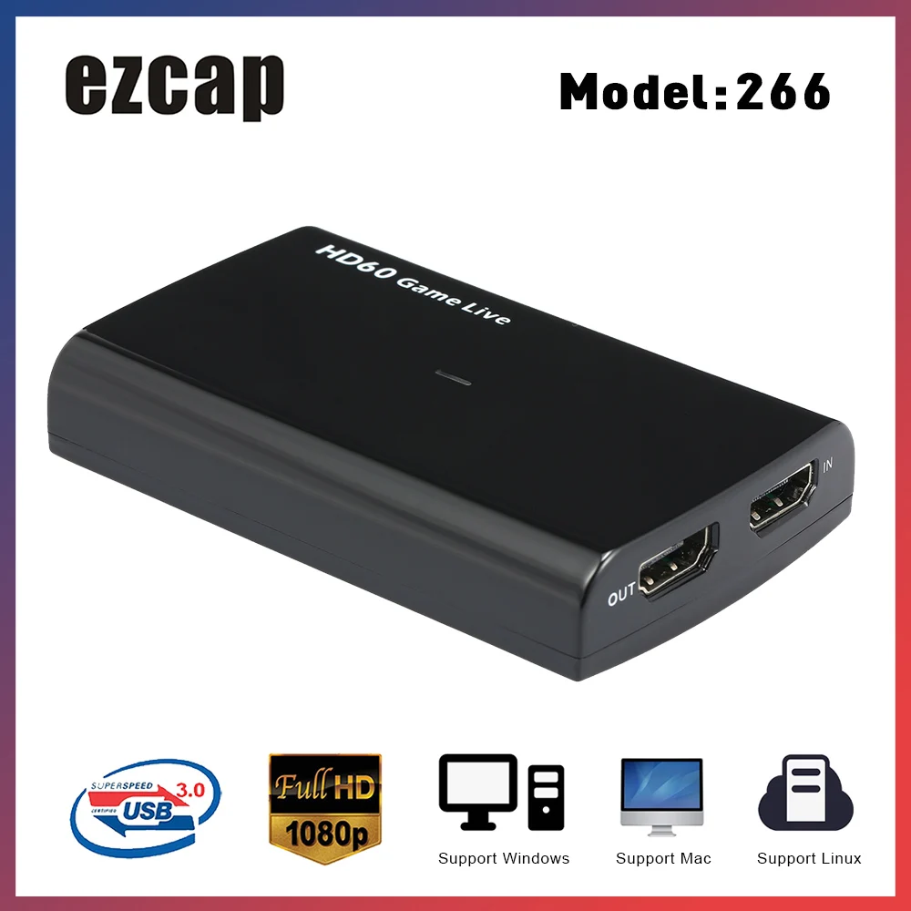 Коробка захвата видеоигр ezcap266 1080P HD для поддержки живого видео видеовход и выход