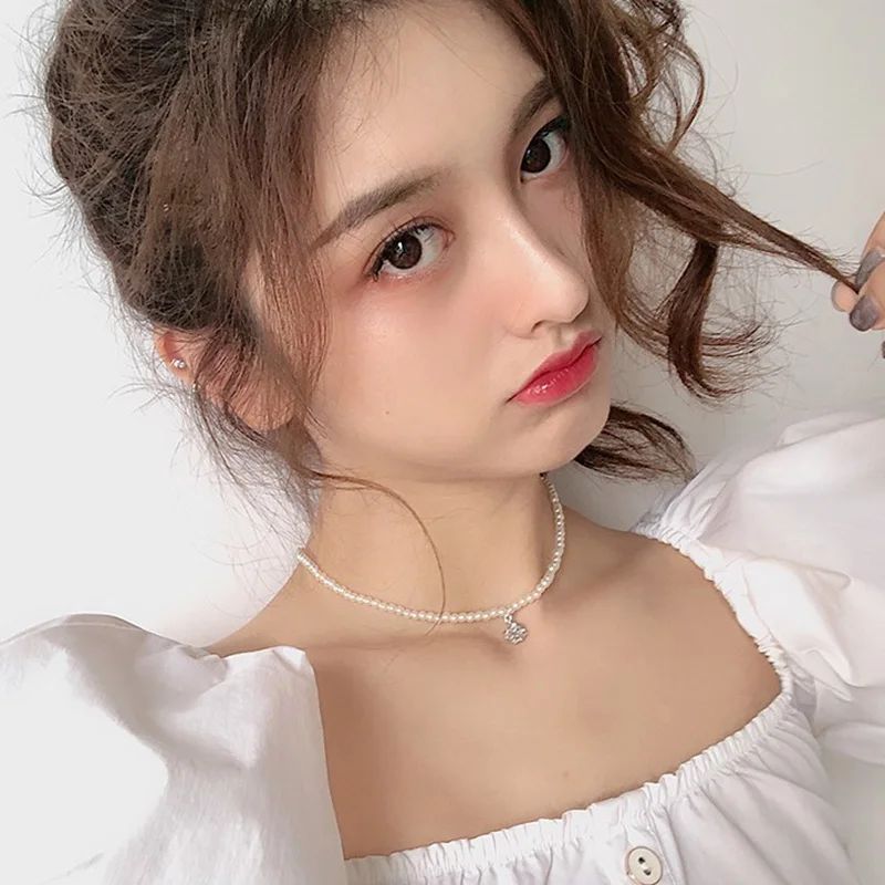 Цепочка для ключиц чокер белая имитация нить жемчуга бусы ожерелья невесты