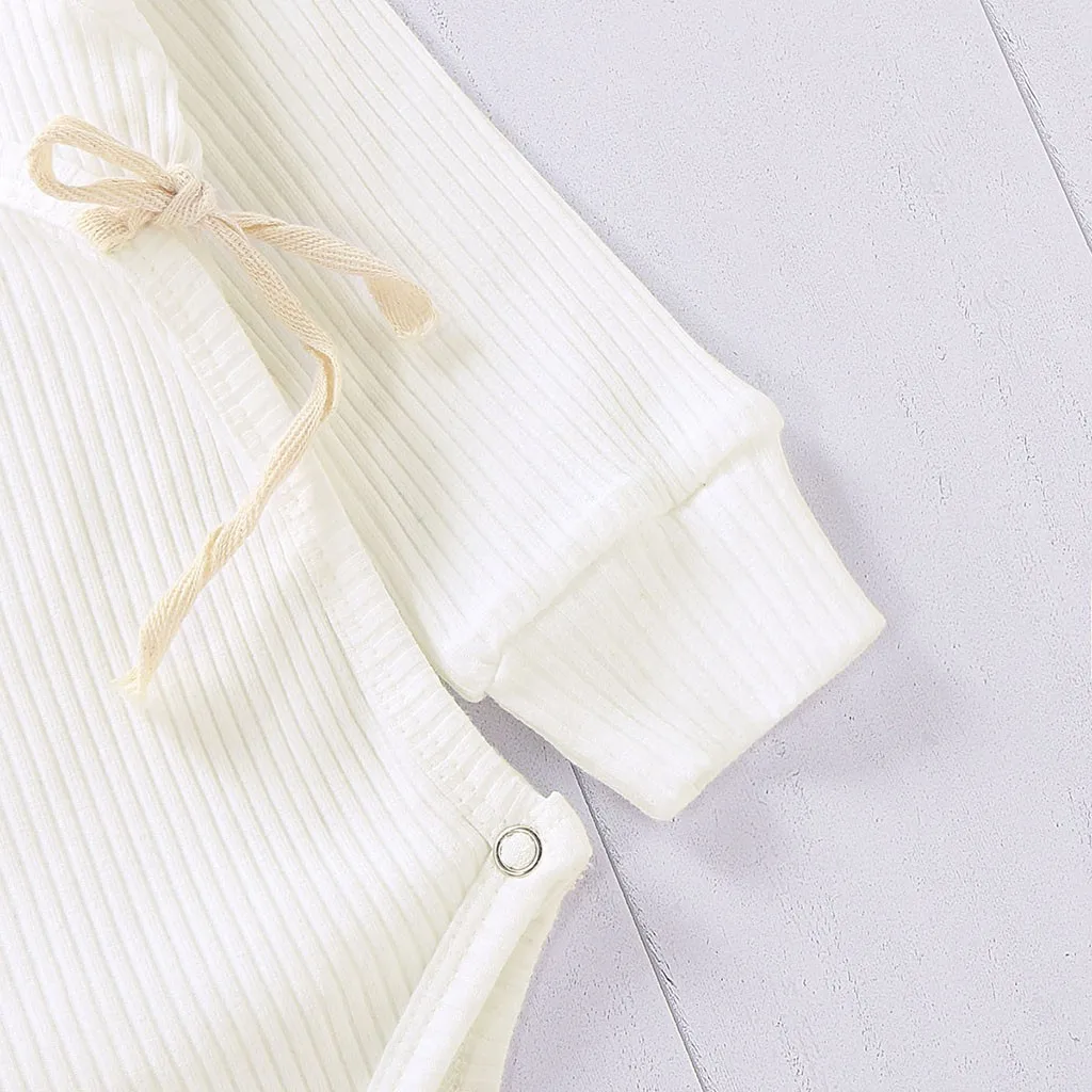 Детское осеннее боди для девочек Одноцветный комбинезон новорожденных с круглым