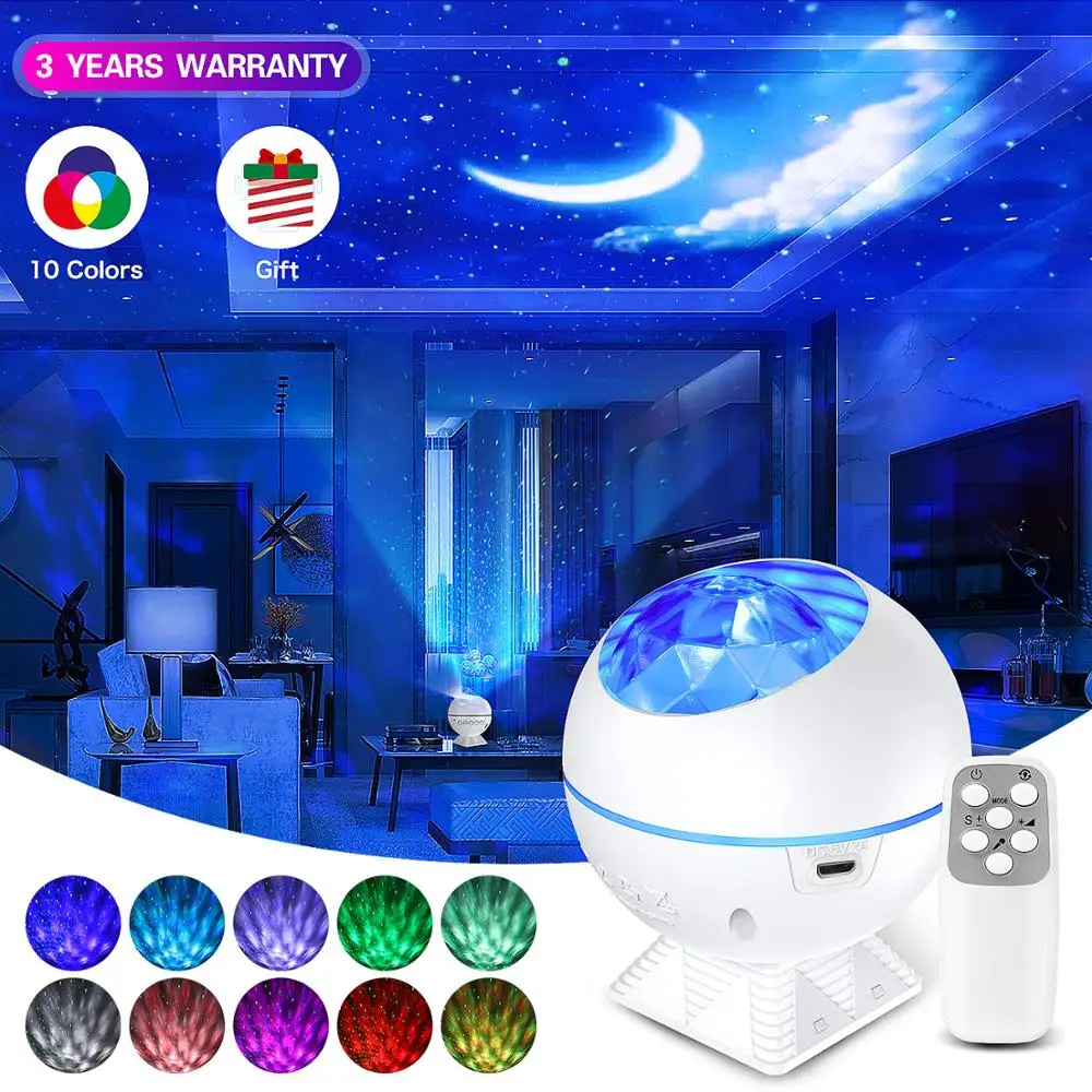 

USB LED Star Moon Night Light Colorful Galaxy Light Projector Ocean Nebula Lamp Music Control For Kids Christmas New year Gifts