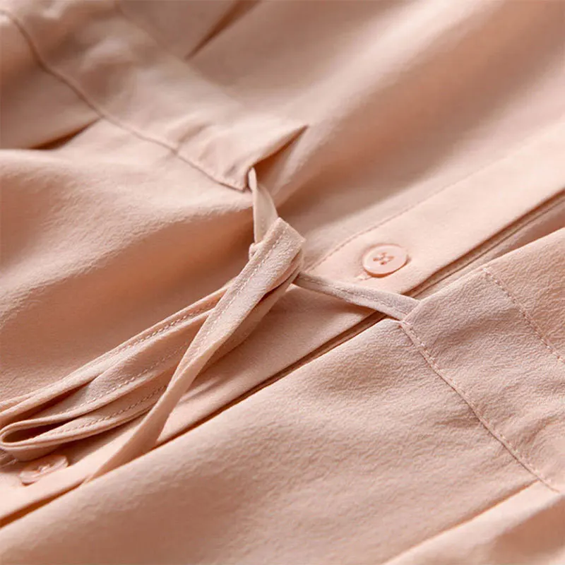 

French Retro Blouse Casual Chiffon Shirt Female Plus Size 2021 Summer Korean Fashion Drawstring Waist Round Neck Small Shirt