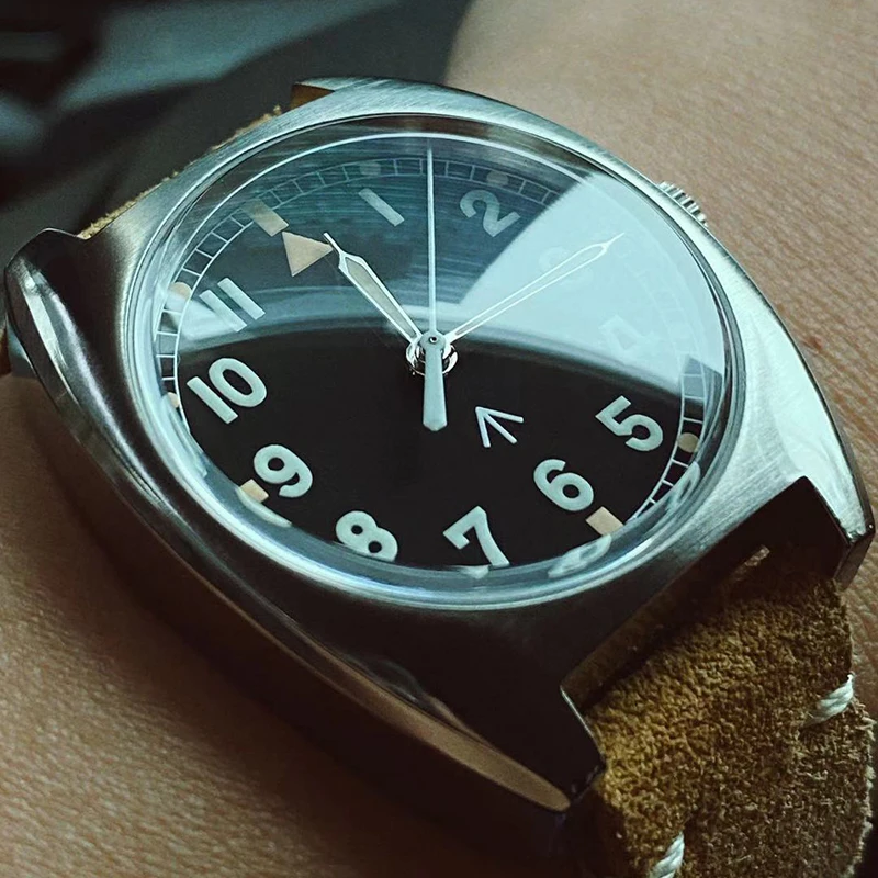 Часы мужские механические в стиле милитари маленький циферблат купольное стекло