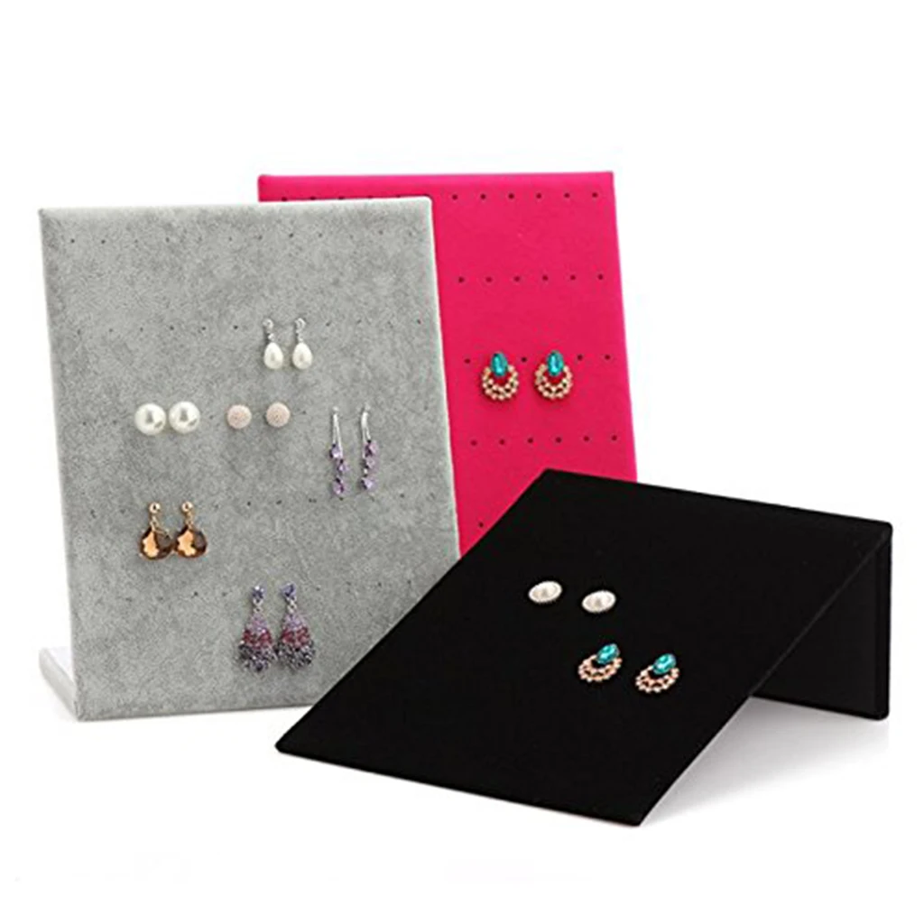L-shape Stand Velvet Board 30 Pairs Earring Dangle Stud Holder Display Pad Jewelry Packaging