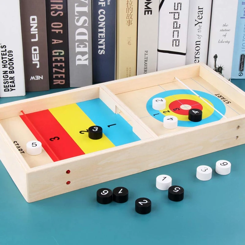 

Ice Fox Ball 2 in 1 Fast Sling Puck Game Shuffleboard Curling Ball Board Desktop Battle Game Entertainment Kids Toy Set