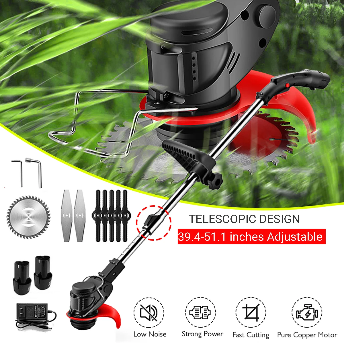 Portable Electric Grass Trimmer Handheld Lawn Mower Agricultural Household Cordless Weeder Garden Pruning Tool