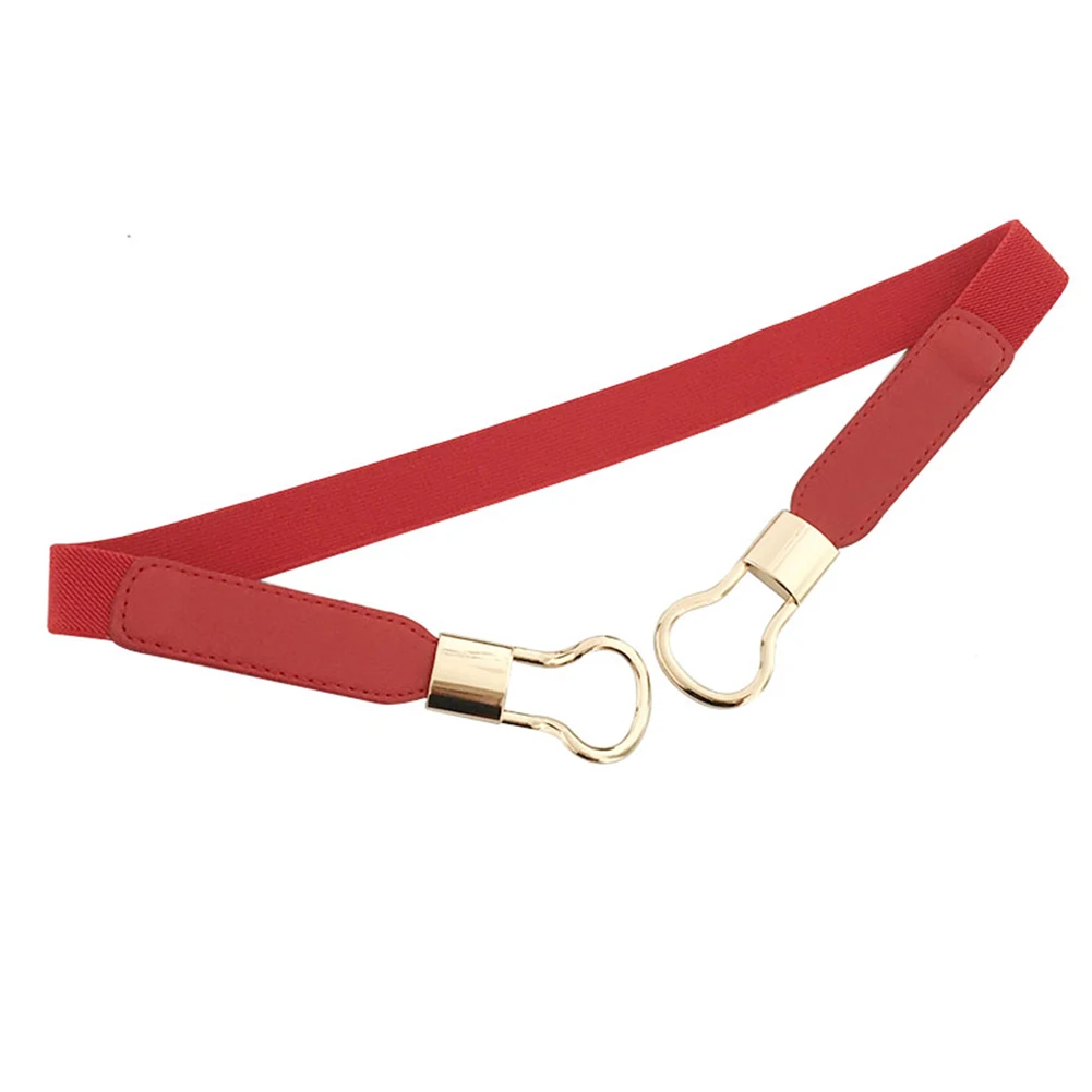 

Fashion Practical Elastic Daily Alloy Buckle Women Waist Belt Solid Skinny For Dress Simple Artificial Leather Stretch Thin