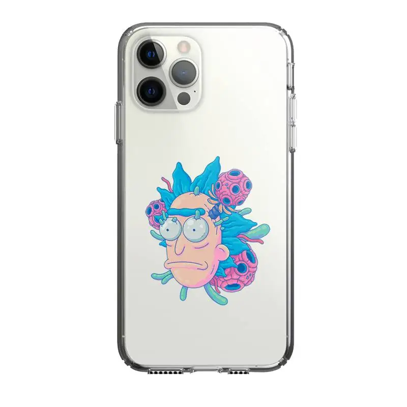 

Cool Cartoon Anime Rick Morty Phone Case Clear Cover For Iphone 5 6 7 8 11 12 plus XR X XS SE2020 11/12PRO Max Transparent Cases