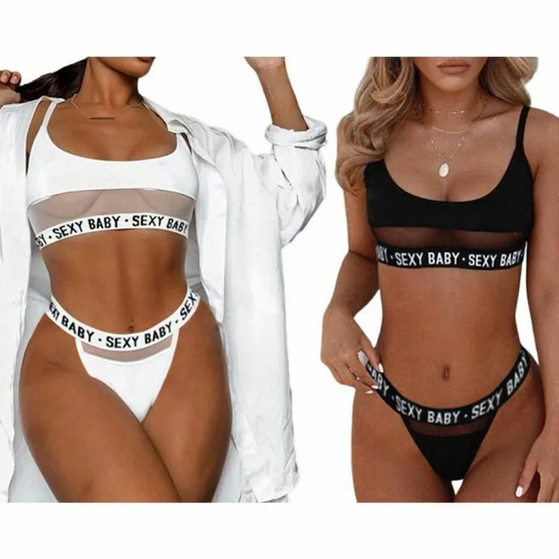 

Baby Womens Mesh Lingerie Nightwear Underwear G-string Sleepwear Bra Set