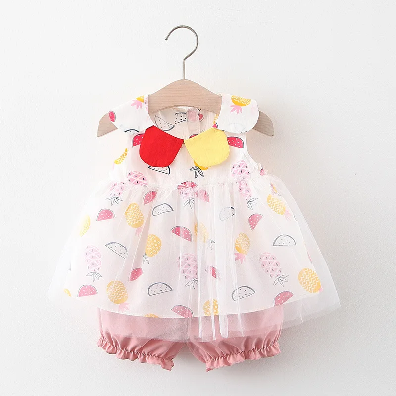 

Baby Girls Sweet Printing Suit Summer Sleeveless Petal collar Hipster Vest + Shorts Princess 2pcs Set kids baby girl cloths