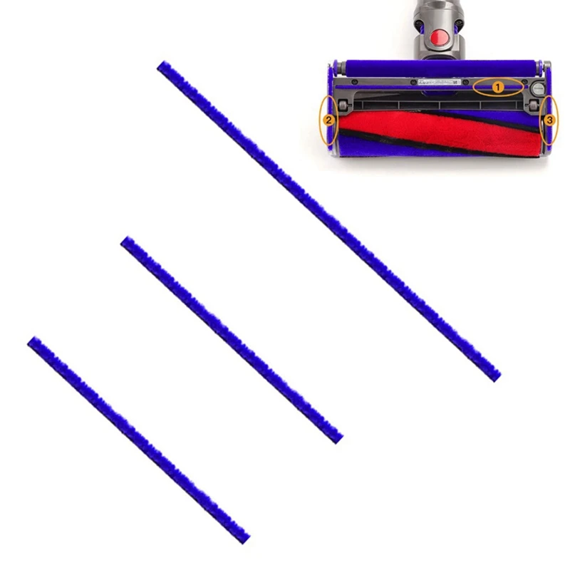 

3pcs Blue Soft Plush Strips 23cm 11.5cm For Dyson V6 V7 V8 V10 V11 Vacuum Cleaner Soft Roller Head Replacement Accessories 100%