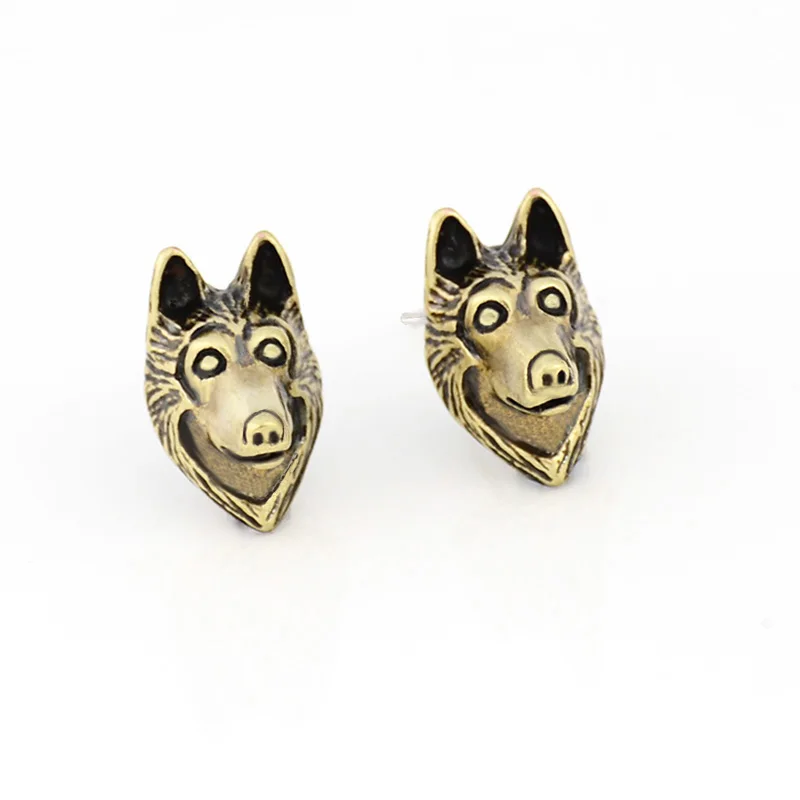 Винтажные серебряные серьги в виде сибирской собаки хаски животных милые стиле