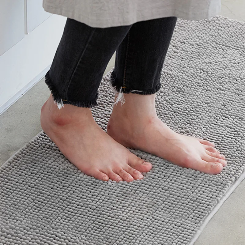 

Chenille Carpet Black Rug Doormat Bathroom Water-absorbing Shower Mat Non-slip Thickened Bath Rug Kitchen Mat