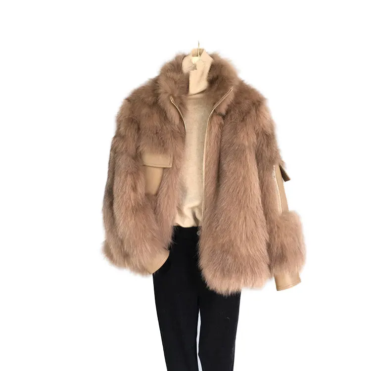 Новый модный стиль мото & байкерская куртка из натурального меха серебристой